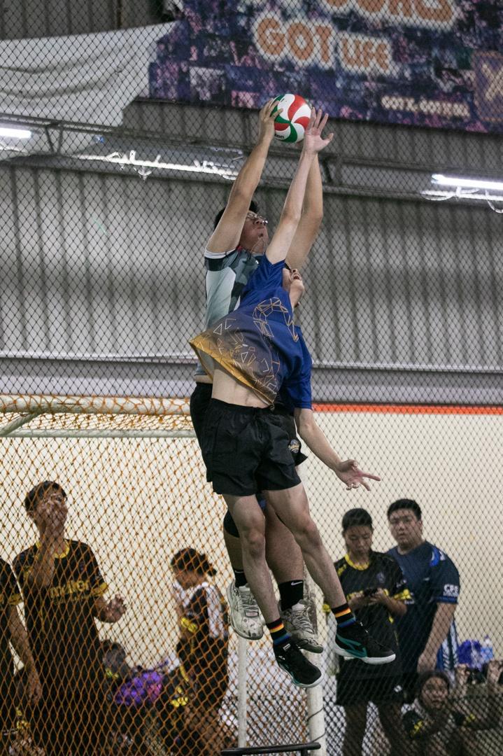 Player jumping for the ball